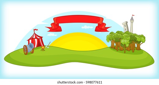 Medieval horizontal banner concept. Cartoon illustration of medieval vector horizontal banner for web