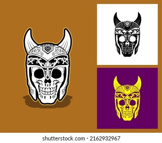 Medieval Horned Helmet Skull. Perfect For Game Store Logo, Gamer Community, Tattoo Artist Etc