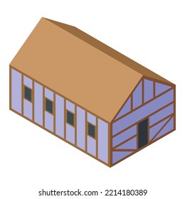 Medieval house icon isometric vector. People character. Story age