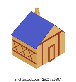 Casa Medieval Isométrica para Projetos de Design Criativo.