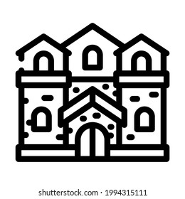 medieval house line icon vector. medieval house sign. isolated contour symbol black illustration
