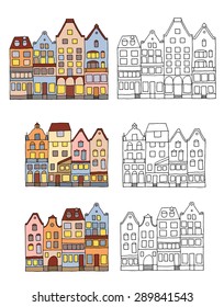 Medieval houses design elements clip art 