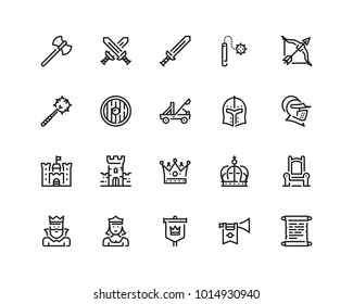 Medieval Icon Set, Outline Style