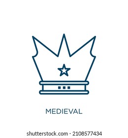 medieval icon. Thin linear medieval outline icon isolated on white background. Line vector medieval sign, symbol for web and mobile