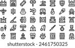 Medieval Icons collection is a vector illustration with editable stroke.