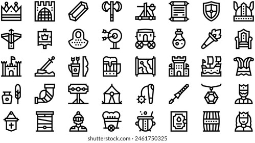 Medieval Icons collection is a vector illustration with editable stroke.