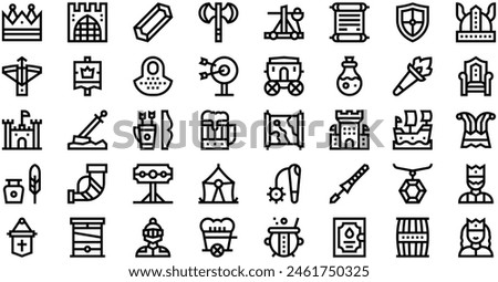 Medieval Icons collection is a vector illustration with editable stroke.