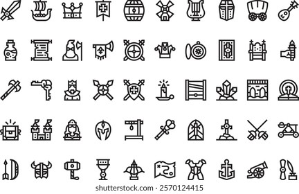 Medieval icons  High-Quality Vector Icons Collection with Editable Stroke. Ideal for Professional and Creative Projects.