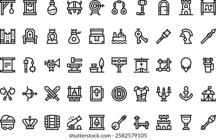 Medieval icons High-Quality Vector Icons Collection with Editable Stroke. Ideal for Professional and Creative Projects