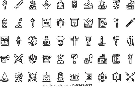 Medieval icons High-Quality Vector Icons Collection with Editable Stroke. Ideal for Professional and Creative Projects