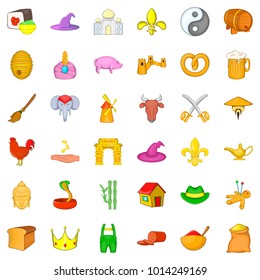 Medieval icons set. Cartoon set of 36 medieval vector icons for web isolated on white background