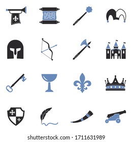 Medieval Icons. Two Tone Flat Design. Vector Illustration.