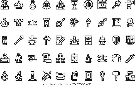 Medieval items icons High-Quality Vector Icons Collection with Editable Stroke. Ideal for Professional and Creative Projects.