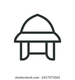 Medieval kettle hat isolated icon, crossbowman helmet vector symbol with editable stroke