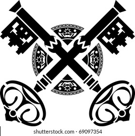 medieval keys. fourth variant. stencil. vector variant