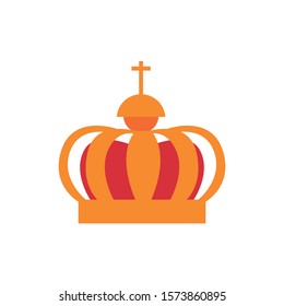 medieval king crown flat style icon vector illustration design