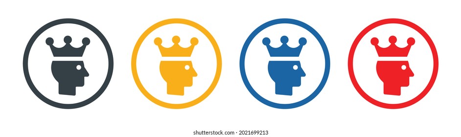 Medieval king with crown icon set