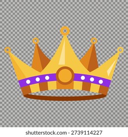 Medieval King Crown Vector Illustration Isolated on Transparent Background