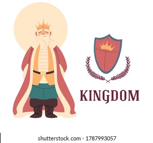 Medieval king and shield design of Kingdom and fairytale theme Vector illustration