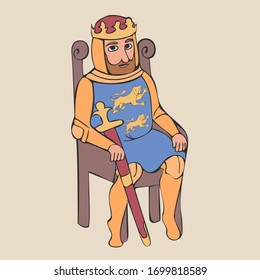 medieval king sitting on the chair vector cartoon