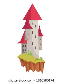 Medieval kingdom character. Fairy-tale castle of middle ages historic period. Vector building exterior design