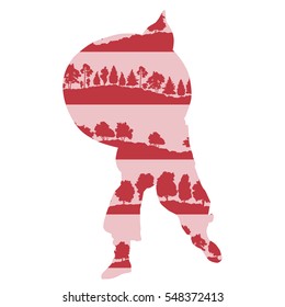 Medieval knight or ancient warrior vector background concept made of forest trees fragments isolated on white