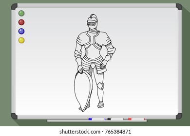 Medieval knight armor. Hand drawn vector stock illustration