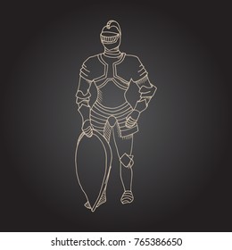Medieval knight armor. Hand drawn vector stock illustration