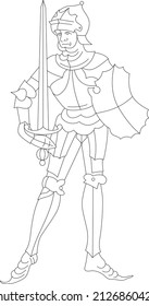 medieval knight in armor with sword and shield 