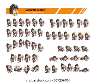 Medieval Knight Cartoon Game Character Animation Sprite