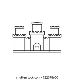 Medieval knight castle with fortified wall and towers icon. Outline illustration of Medieval castle vector icon for web isolated on white background