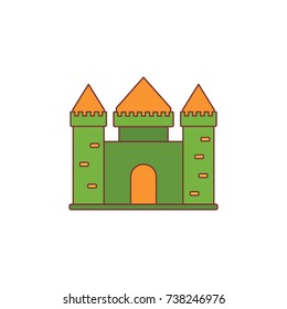 Medieval knight castle with fortified wall and towers icon. Flat illustration of Medieval castle vector icon for web isolated on white background