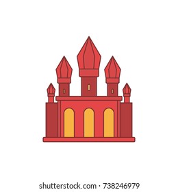 Medieval knight citadel with fortified wall and towers icon. Cartoon illustration of Medieval castle vector icon for web isolated on white background