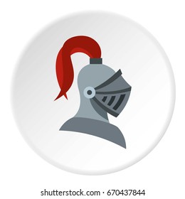 Medieval Knight Head Icon. Flat Circle Illustration Of Medieval Knight Head Icon Isolated Vector For Web