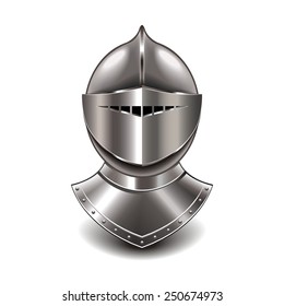 Medieval Knight Helmet Isolated On White Photo-realistic Vector Illustration