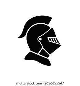 Medieval knight helmet profile silhouette icon.