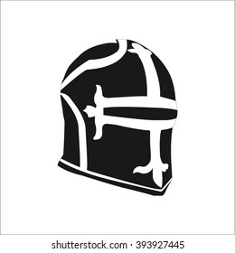 Medieval Knight Helmet Simple Icon On Colorful White Background