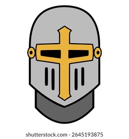 capacete de cavaleiro medieval vintage plana cor vetor ilustração modelo design