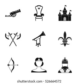 Medieval knight icons set. Simple illustration of 9 medieval knight vector icons for web