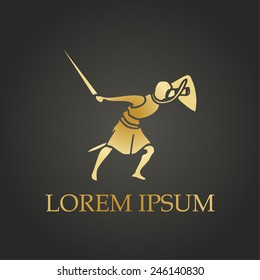 Medieval knight logo design template. vector illustration