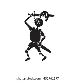 medieval knight loop is filled with black, sticker, vector illustration, cartoon