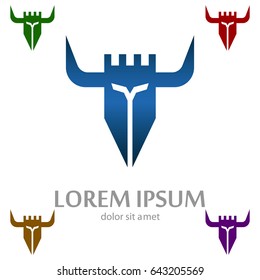Medieval knight lowercase flat logo design template. Colorful media icon. Vision Logotype concept idea.