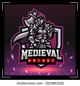 Medieval knight mascot. esport logo design