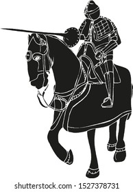 Medieval knight on horse with spear fighting Vector illustration eps10
