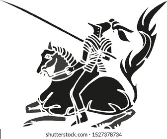 Medieval knight on horse with spear fighting Vector illustration eps10