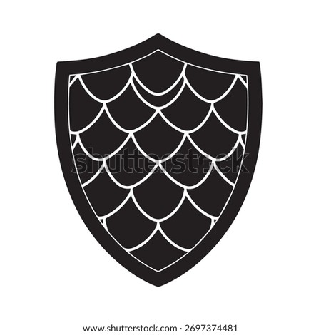 Medieval Knight Shield Dragon Scale Silhouette Vector Illustration Armor Icon Design