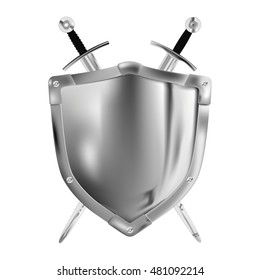 medieval knight shield and sword isolated vector