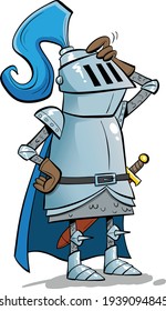 Medieval Knight In Shiny Armour And Helmet