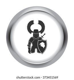 Medieval knight simple icon on colorful round background