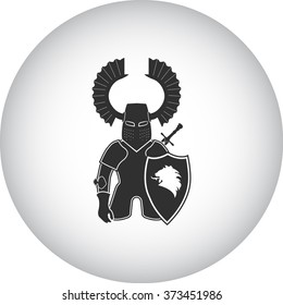 Medieval knight simple icon on colorful round background